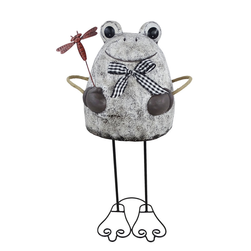 24"H Frog with Dragonfly Garden Statue