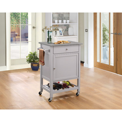 Chariot de cuisine avec plateau en bois massif Roder