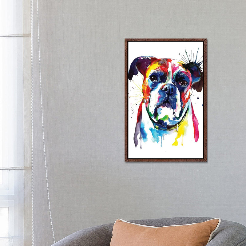 Boxer by Weekday Best - Painting on Canvas, 66.04 cm H x 45.72 cm W, Classic Brown Wood Framed