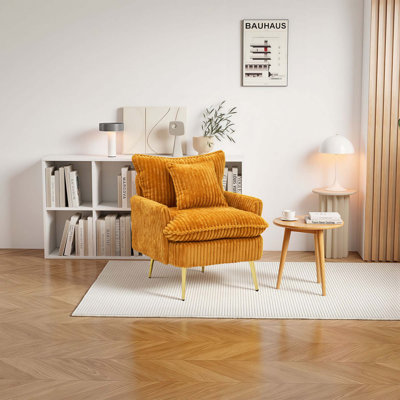 Chaise d'appoint moderne en velours côtelé, fauteuil rembourré confortable, fauteuil simple confortable pour le salon, la chambre à coucher, coin lecture