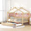 Lit simple en bois avec lit gigogne simple, noyer