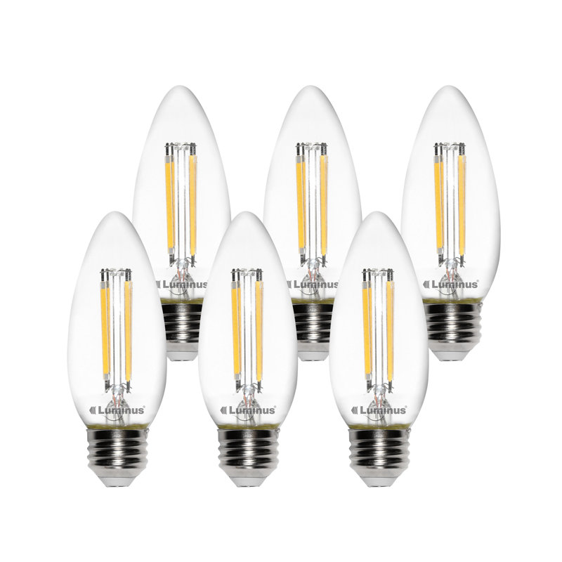 Ampoule DEL Luminus B10, culot E26, 60 W, 15 000 heures, intensité variable, paquet de 6, 330 lumens, 4W, 2700 Kelvins
