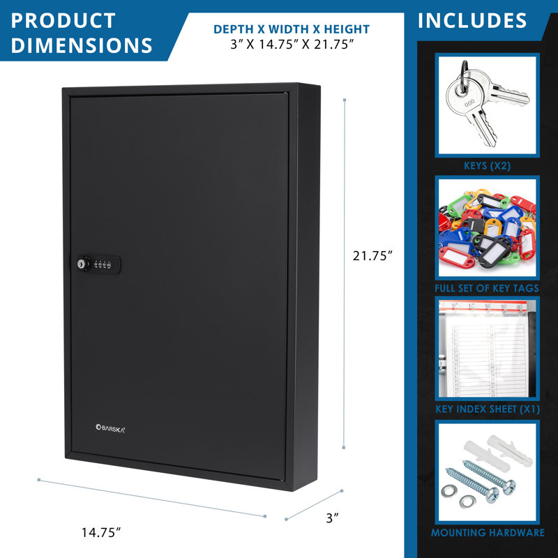 100 KEYS COMBINATION ADJUSTABLE LOCK BOX, BLACK