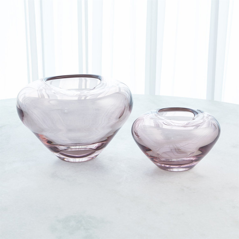 Undulating Vase-Amethyst, 6" H x 9" W x 9" D