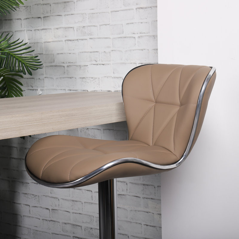 Anjolee 32.5'' Swivel Adjustable Kitchen Bar Stool, Khaki