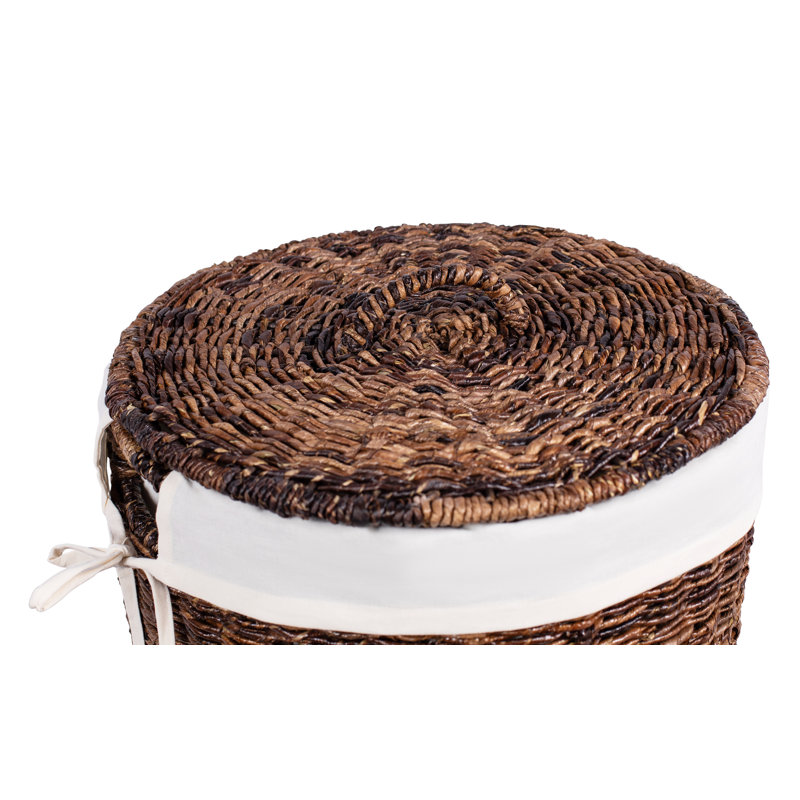 Espresso Wicker Upright Hamper with Lid and Liner