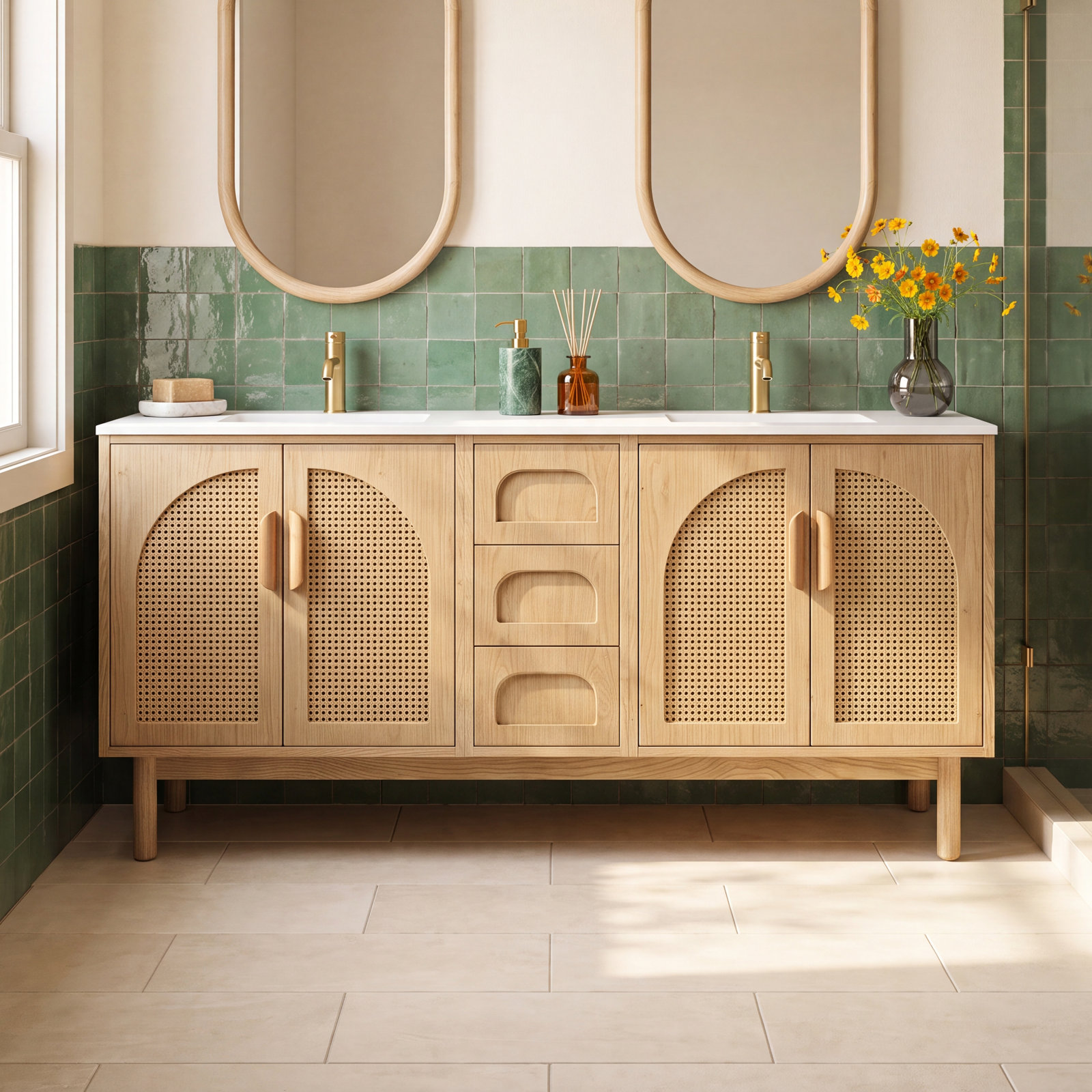 Emir 72" Cedar Double Bathroom Vanity, Yellow
