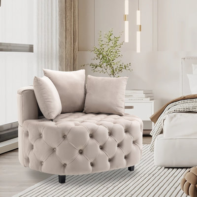 Velvet Seat Reception Chair with Wood Frame
