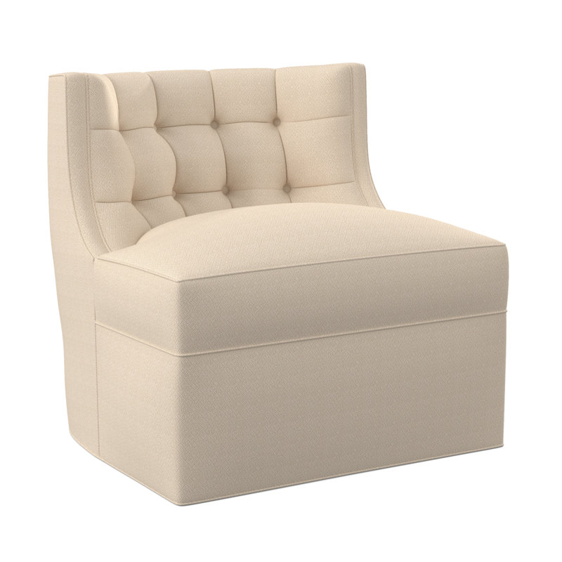 Social Swivel Tufted Slipper Chair, Filigree Ivory 100% Polyester