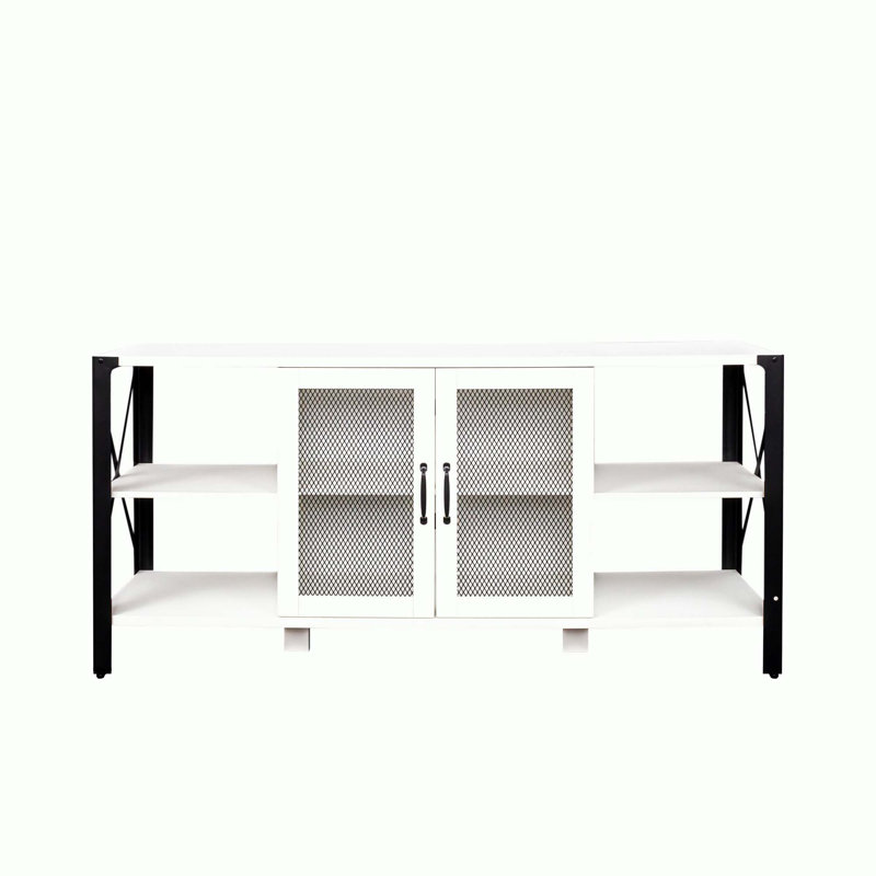TV Stands with Metal Open Bookshelf, White