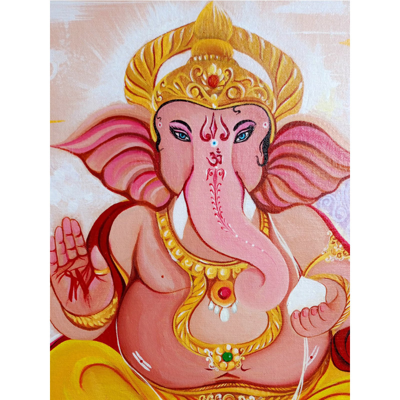 Lord Ganapati avec Modak | Acrylique sur toile | Par Sajan Dhal