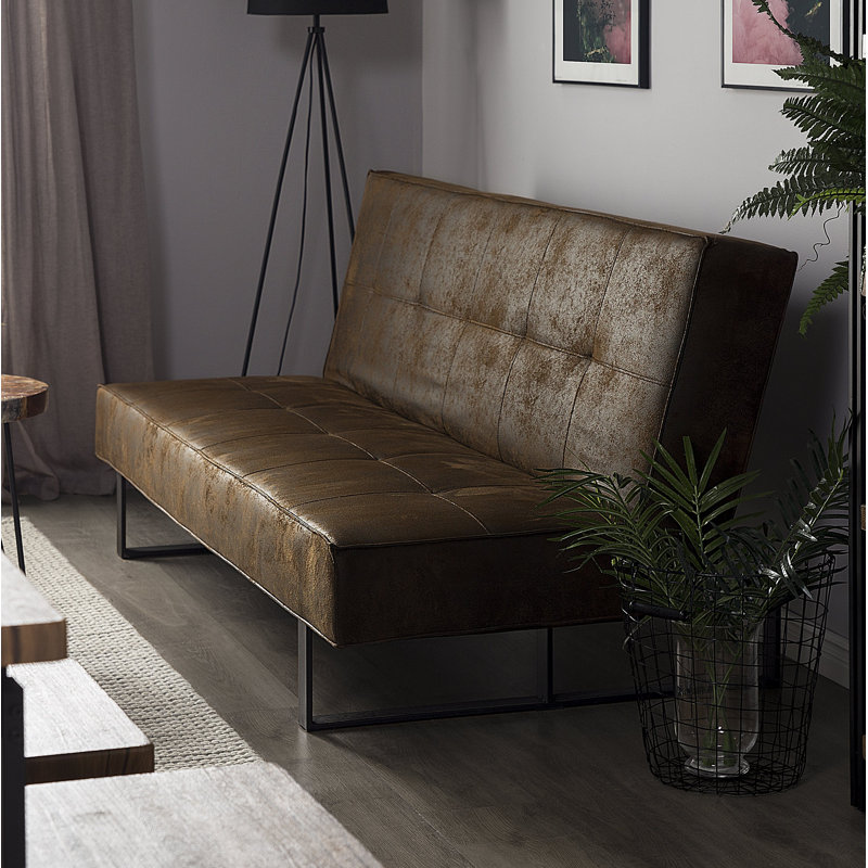 Liverpool 3 Seater Faux Leather Sleeper, Brown