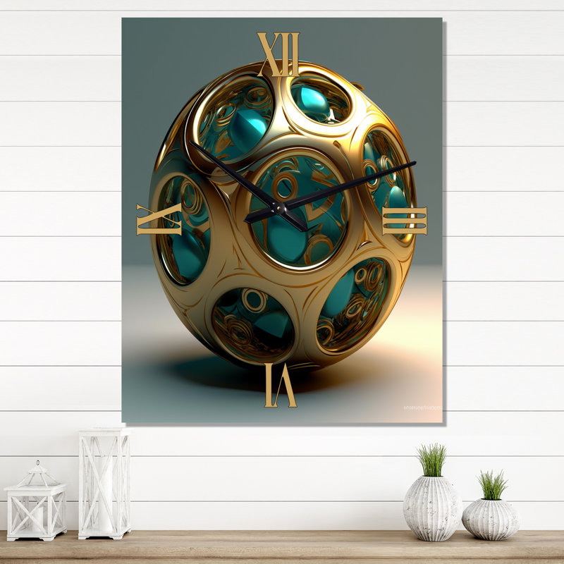 Horloge murale abstraite face à la sphère dorée 3D Confining Infinity 3D, Moyen