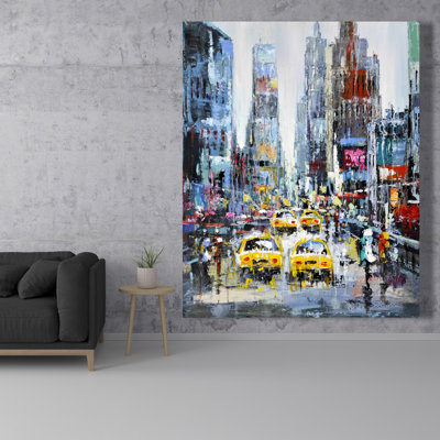 Urban Scene with Taxis - Canvas Art for Home Decor