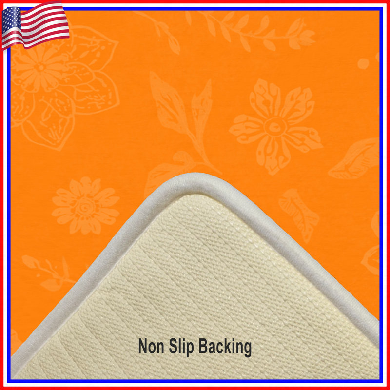 Tapis de bain à motifs floraux, 34 po L x 21 po L, Medium Orange Light Orange