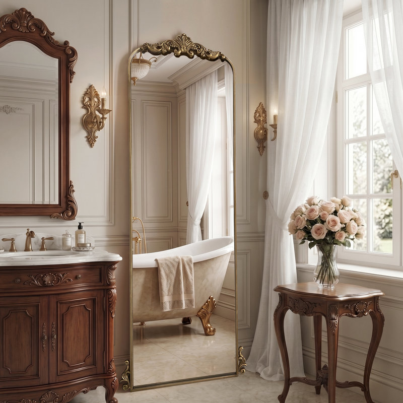 Miroir orné d'un cadre en fer 63,78 po x l 21,6 po, L 63 po x l 21 po