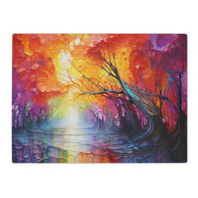Rainbow Forest  Glass Chopping Board