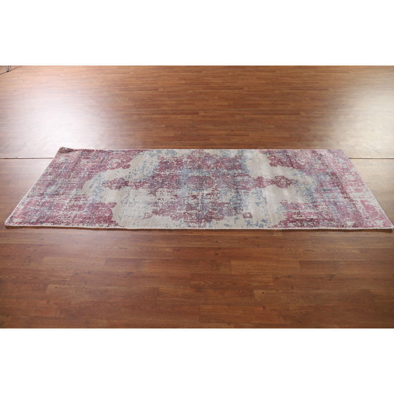 Handmade Abstract Runner Rug 3x8