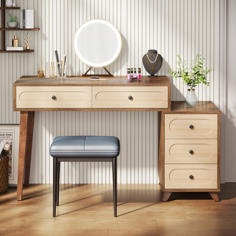 Deovian 5-Drawer Two-Tone Makeup Vanity