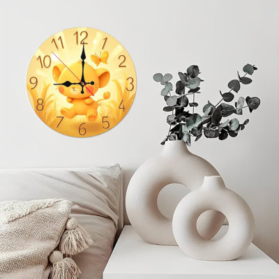 cute lion cub clock design round shape
