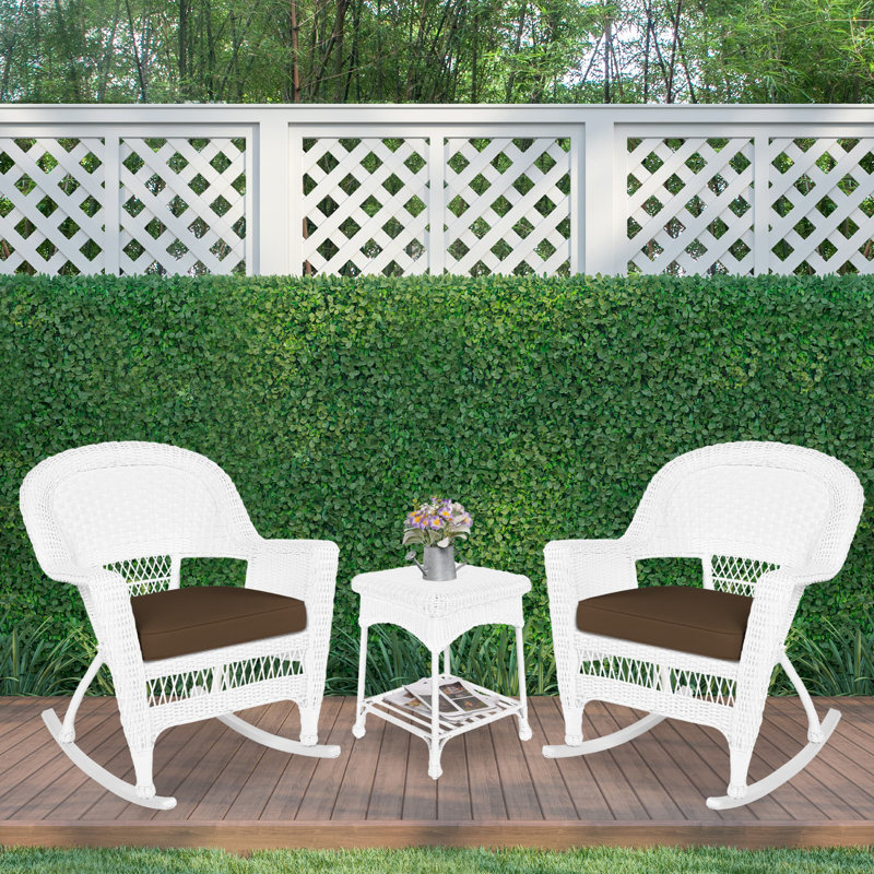 Starner 2 - Person Patio Conversation Set with Cushions, White, Brown