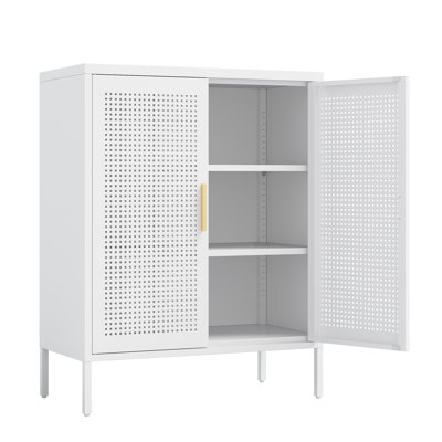 Armoire de rangement en métal avec 2 portes, 2 tablettes réglables et fixation murale pour le bureau personnel