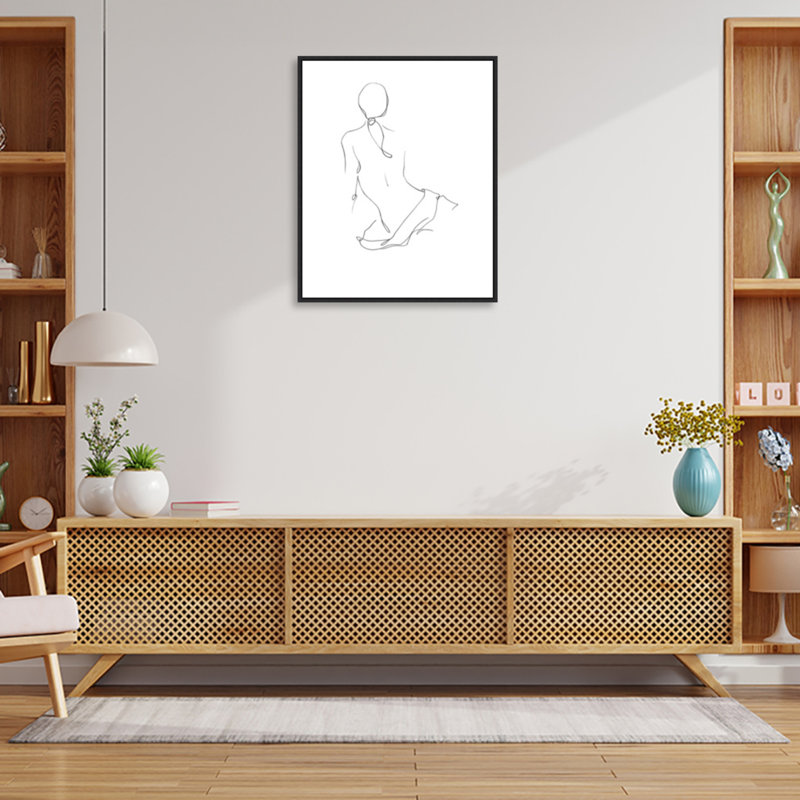 «Fedak Gestural Contour II (Nude)», encadré sur toile par Ethan Harper, peinture, H 28 po x l 23 po x P 2 po