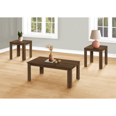 Table Set, 3Pcs Set, Coffee, End, Side, Accent, Living Room, Walnut Laminate, Transitional