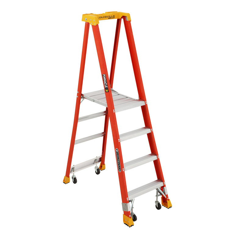 4 ft Orange Fiberglass Pinnacle Platform Ladder with 300 lbs Capacity