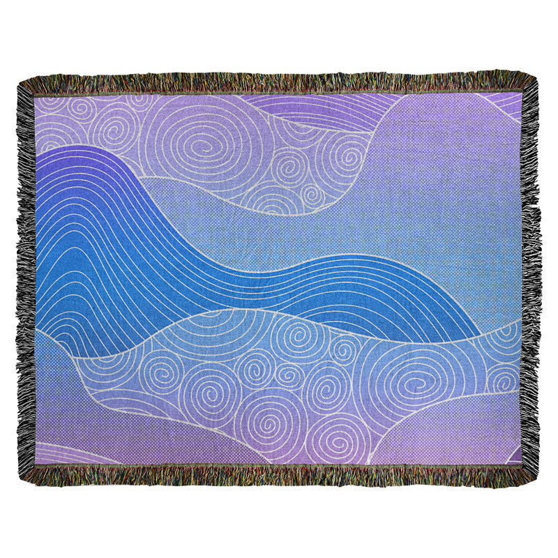 Katelyn Elizabeth Hand Woven Throw Blanket, 50" W x 60" L, Blue/Violet