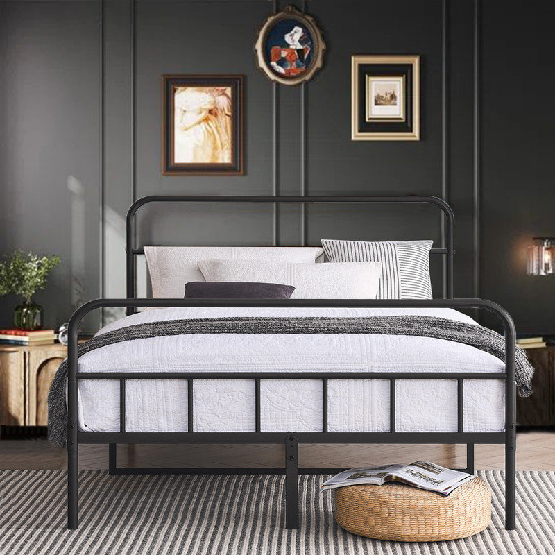 Latanja Metal Platform Bed Frame with Headboard, Full / Double