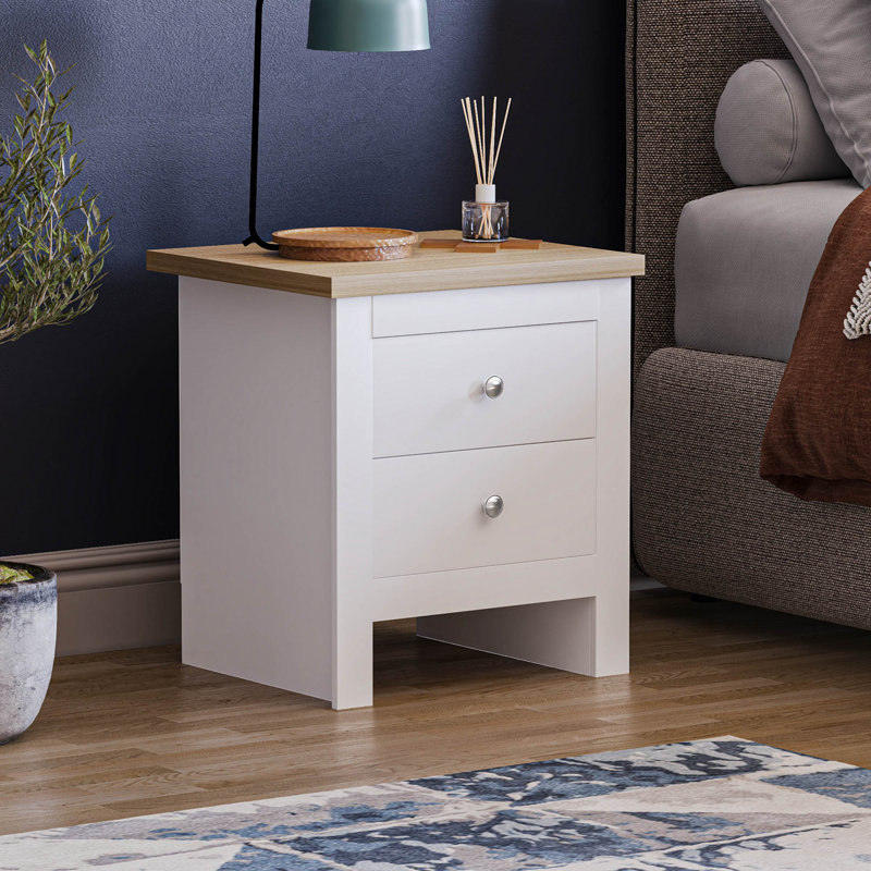 Morley 45cm W Manufactured Wood Bedside Table, White