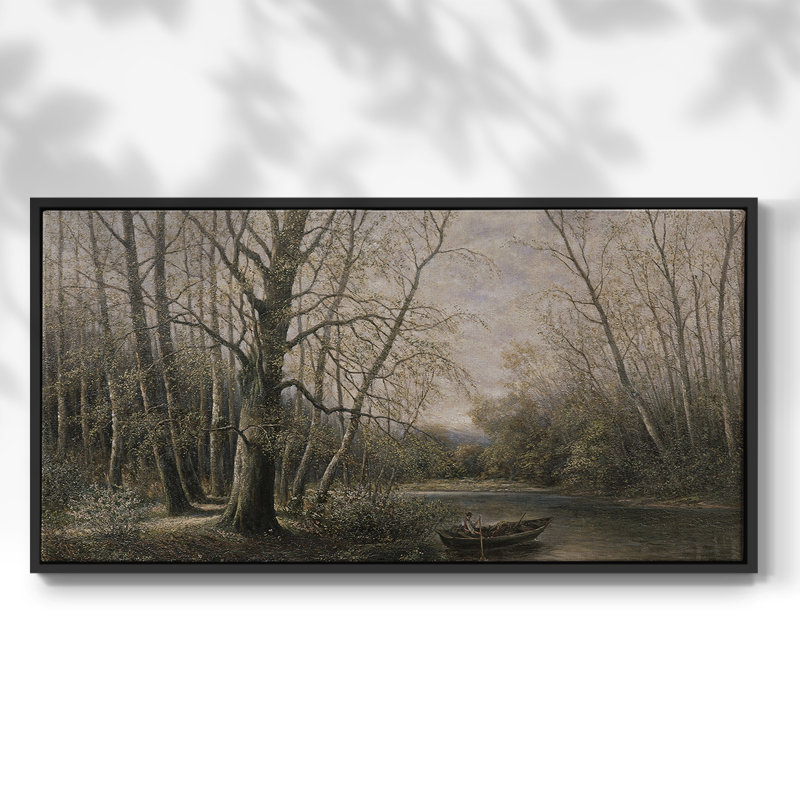 Série paysage - DLxxxvii - Toile tendue avec châssis encadré - Prêt à être accroché, H 21 po x l 41 po, Noir