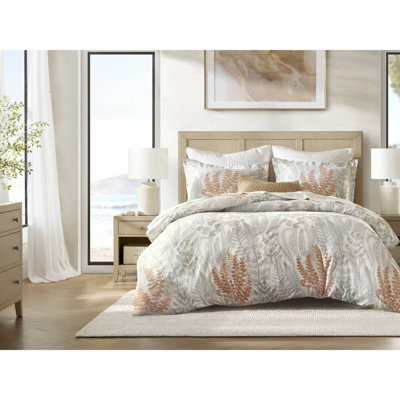 Ensemble de literie de luxe en coton pour grand lit 3 pièces, imprimé botanique pour le confort de la maison