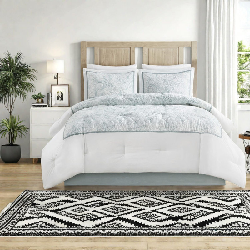 Ensembles de literie de luxe en coton, motif côtier brodé blanc, parfait pour le confort de la maison