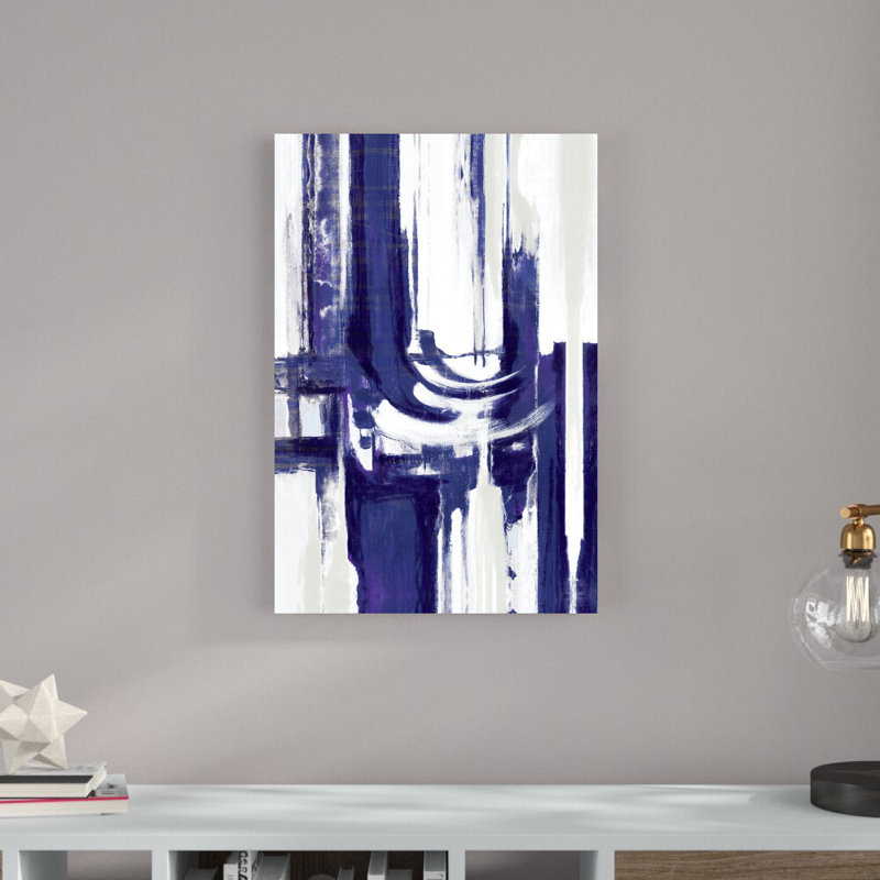 Linear Abstract Blues - reproduction d'art sur toile tendue, H 30 po x l 20 po