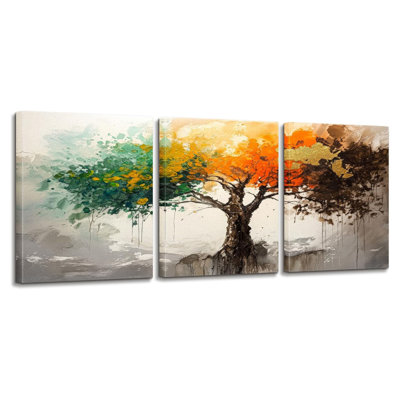 3 pièces d'art mural sur toile pour le salon chambre à coucher, arbre abstrait et décorations de photo de vie, œuvre d'art moderne, reproduction de peinture pour la cuisine à domicile, bureau, décor, 16 x 24 pouces