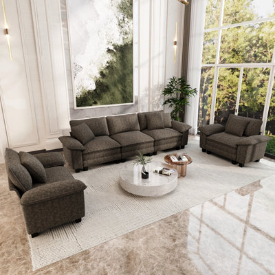 Ensemble de canapé modulaire rembourré 3 pièces, ensemble de canapé surdimensionné avec canapé et fauteuils