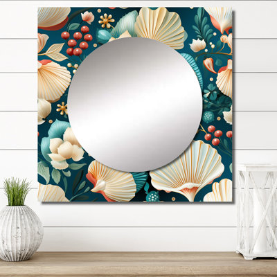 Coastal Seashells Coastal Motif I - Grand miroir mural carré abstrait pour chambre à coucher