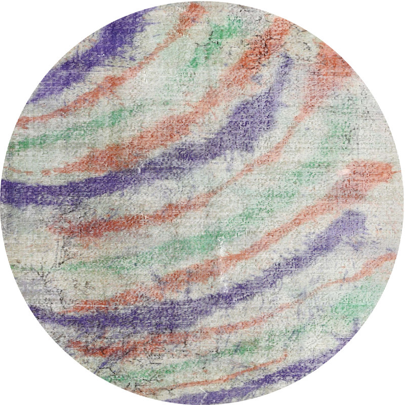 Tapis contemporain vert / rouge, Rond 4 pi