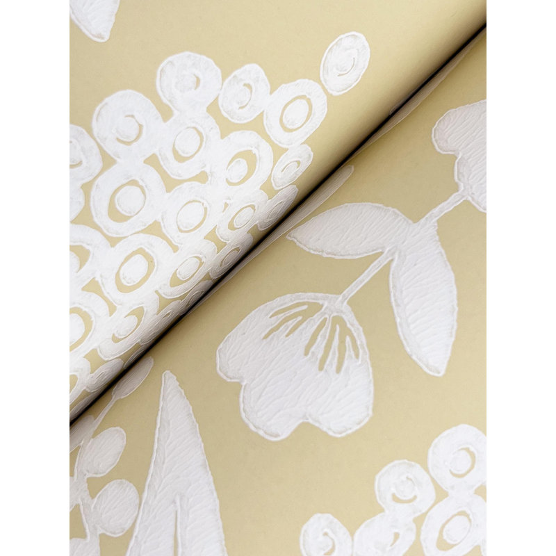Papier peint ananas damassé, Jaune
