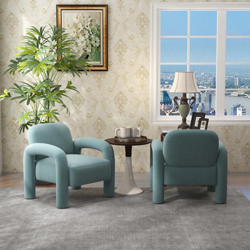Iryanna 28'' Wide Velvet Armchair, Blue Velvet, 2
