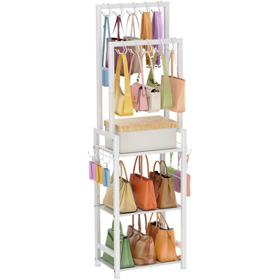 Grand organisateur de sac à main pour garde-robe avec 10 cintres et 6 crochets latéraux