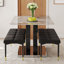  Ensemble de 5 tables de salle à manger en pierre frittée avec pieds en MDF en forme de O et deux bancs assortis, noir
