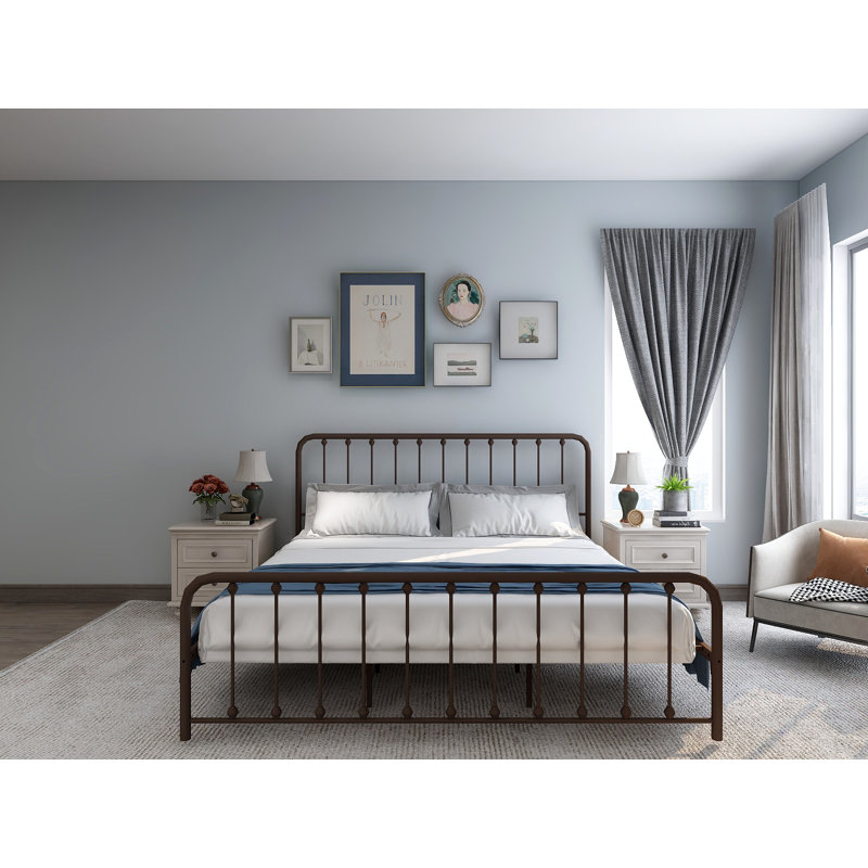 Keyesport Metal Platform Bed, Full/Double, White