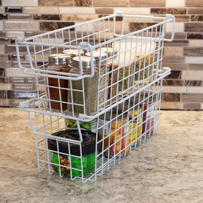 2 Storage Bins - Basket Set for Toy, Kitchen, Closet, and Bathroom Storage - Shelf Organizers