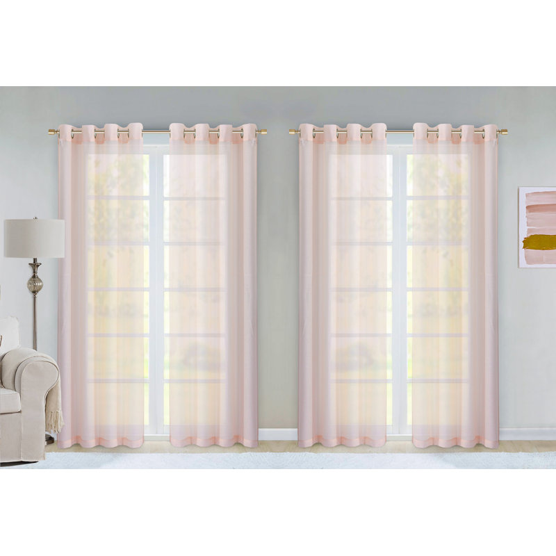 Cheala Solid Sheer Curtains for Living Room and Bedroom 54"W x 84"L Window Sheers Window Drapes, Blush