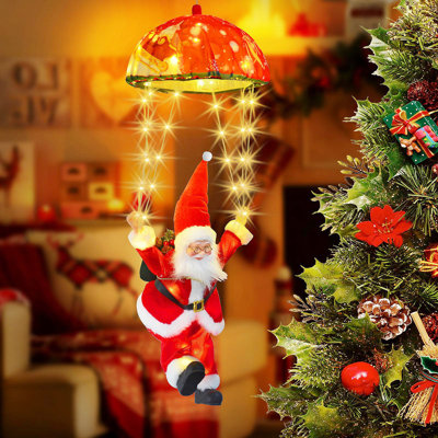 Lumières de Noël pour l'extérieur, lumières de père Noël parachute à DEL, 8 modes et lumières de décorations de Noël à l'extérieur pour l'intérieur, pour la fenêtre, le jardin, la maison, le porche, décoration d'arbre de Noël