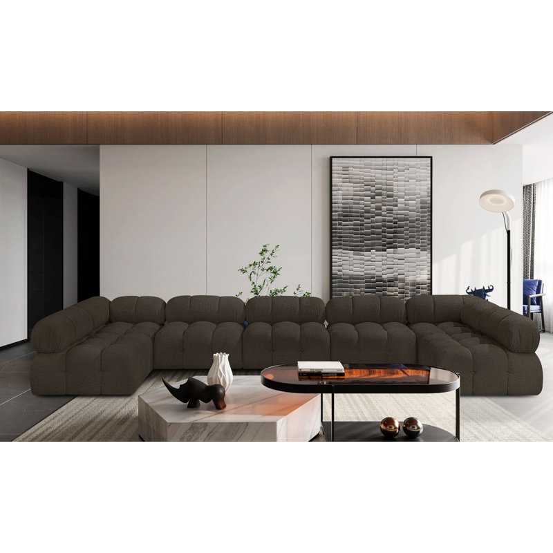 Canapé modulaire 170 po Ames, Tissu brun bouclé