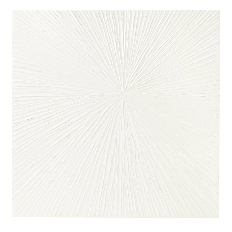 Décoration murale moderne l 30 po x H 30 po x P 1,25 po - intérieur blanc brillant en résine, Blanc